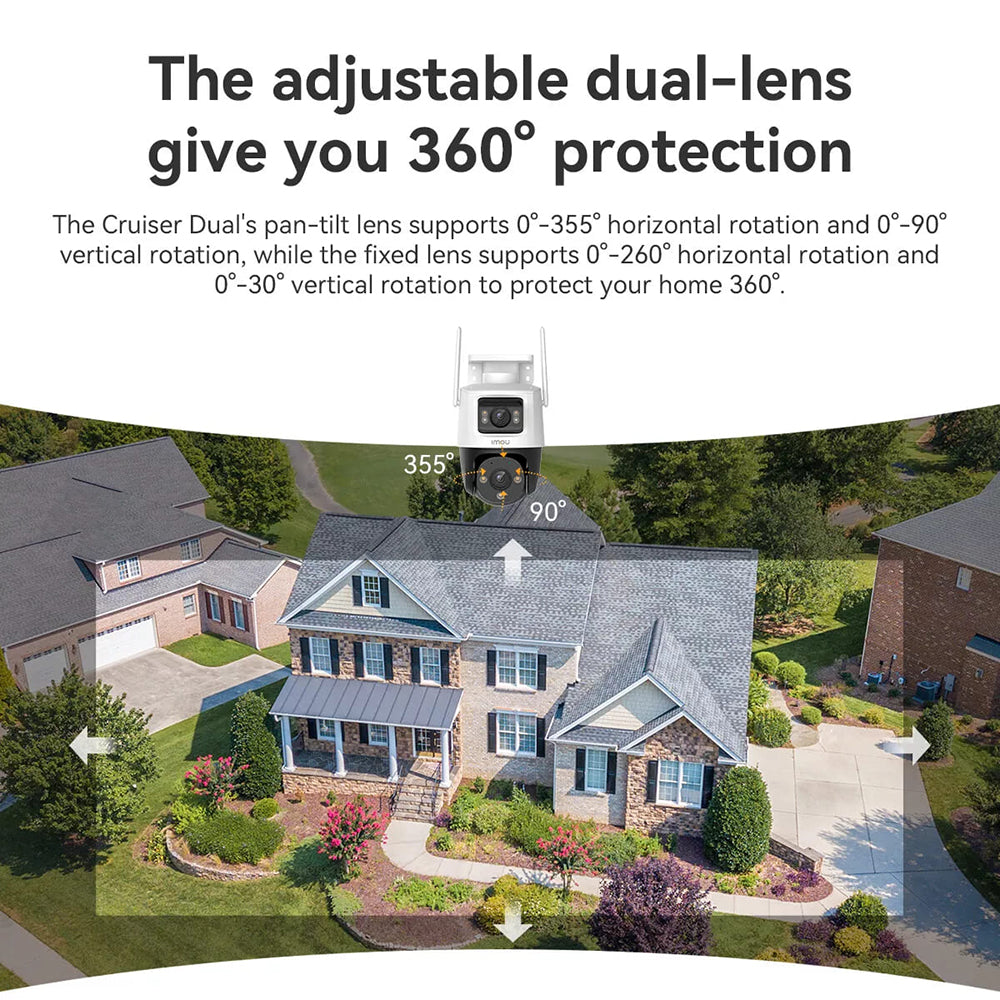 Cámara de Vigilancia Imou Cruiser Dual, Wi-Fi, 2.8K + 2.8K, IP66, Exterior, Blanca IPC-S7XP-10M0WED-0360B
