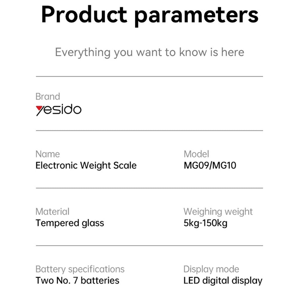 Báscula Digital Yesido MG10, Negra