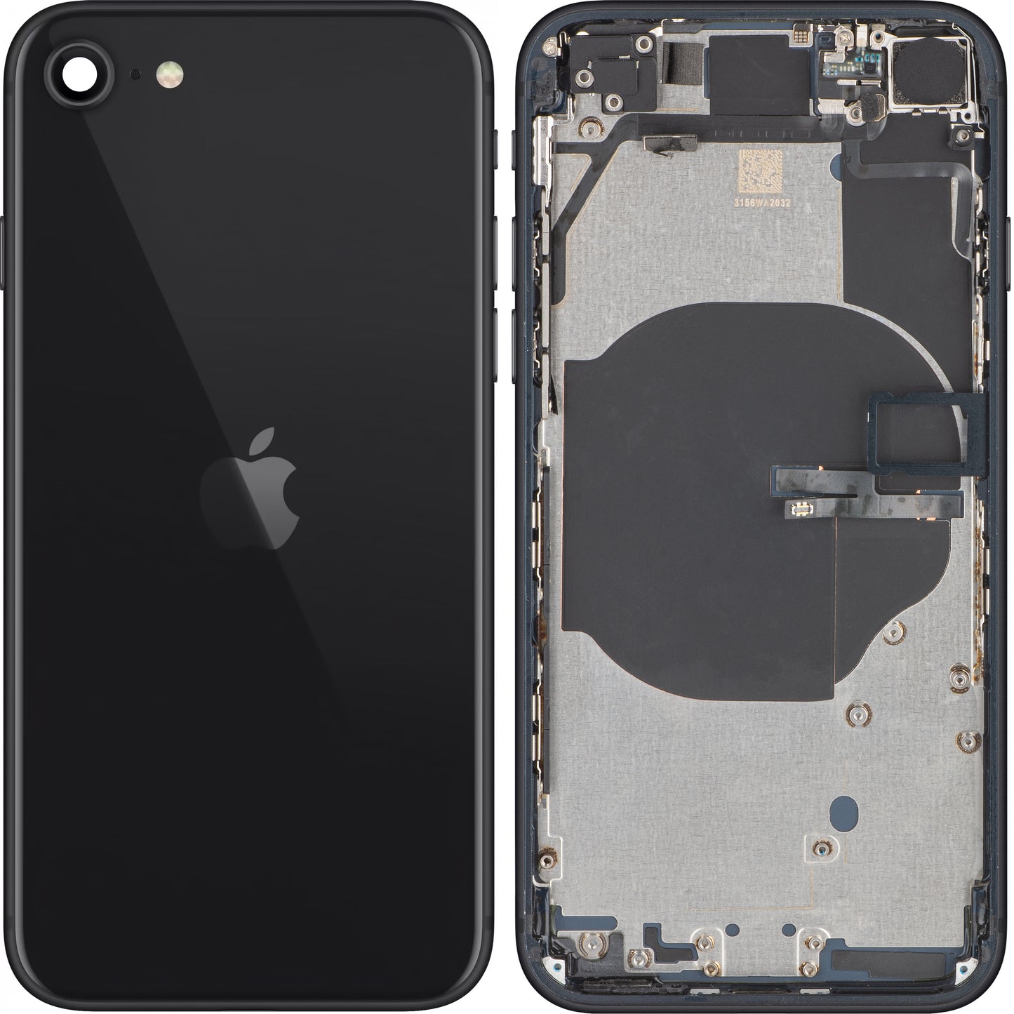 Apple iPhone SE (2022) Cubierta de batería, con media funda, Negro (medianoche), Swap 