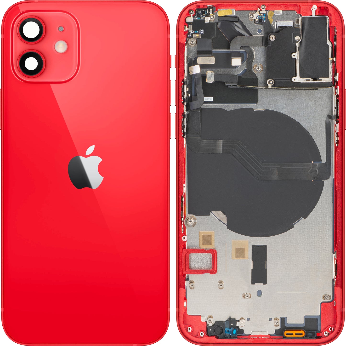 Apple iPhone 12 Battery Cover, With Middle Frame, Red, Swap