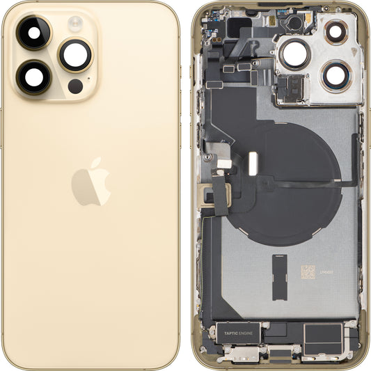 Tapa de Batería Apple iPhone 14 Pro Max, Con Carcasa Central, Piezas Completas, Dorado, Swap