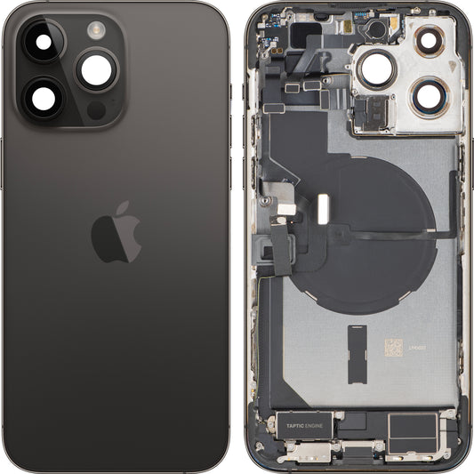 Tapa de Batería Apple iPhone 14 Pro Max, Con Carcasa Central, Piezas Completas, Negro (Space Black), Swap