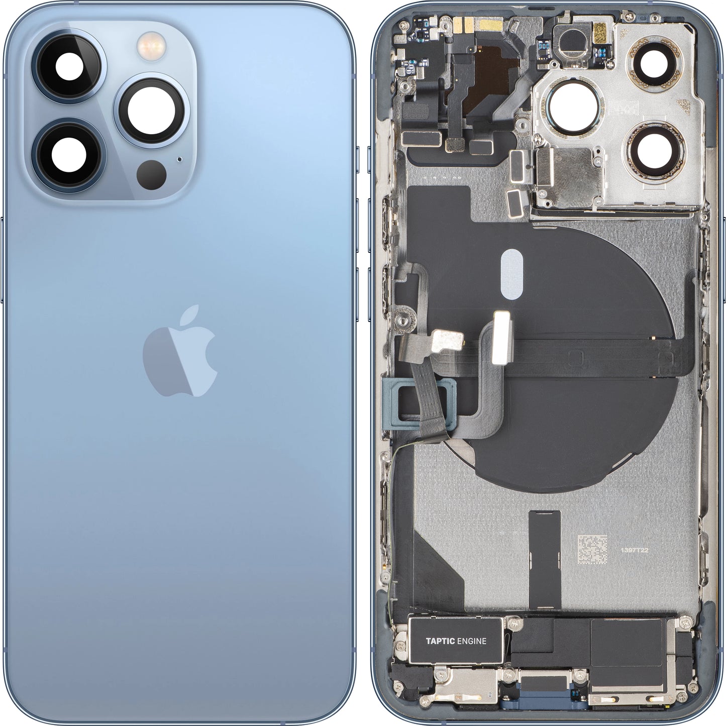 Tapa de Batería Apple iPhone 13 Pro, Con Carcasa Central, Piezas Completas, Azul (Sierra Blue), Intercambio