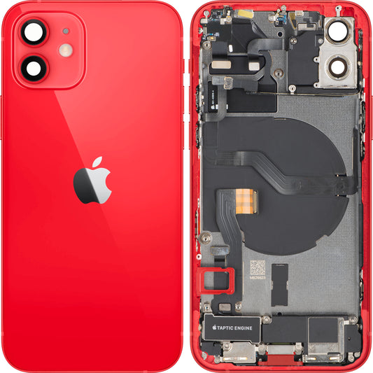 Tapa de Batería Apple iPhone 12, Con Carcasa Central, Piezas Completas, Rojo, Swap