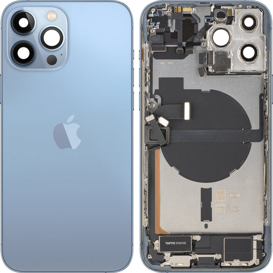 Tapa de Batería Apple iPhone 13 Pro Max, Con Carcasa Central, Piezas Completas, Azul (Sierra Blue), Swap