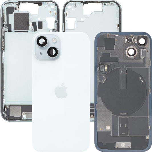 Tapa de Batería Apple iPhone 15, Con Carcasa Media, Piezas Completas, Azul, Swap