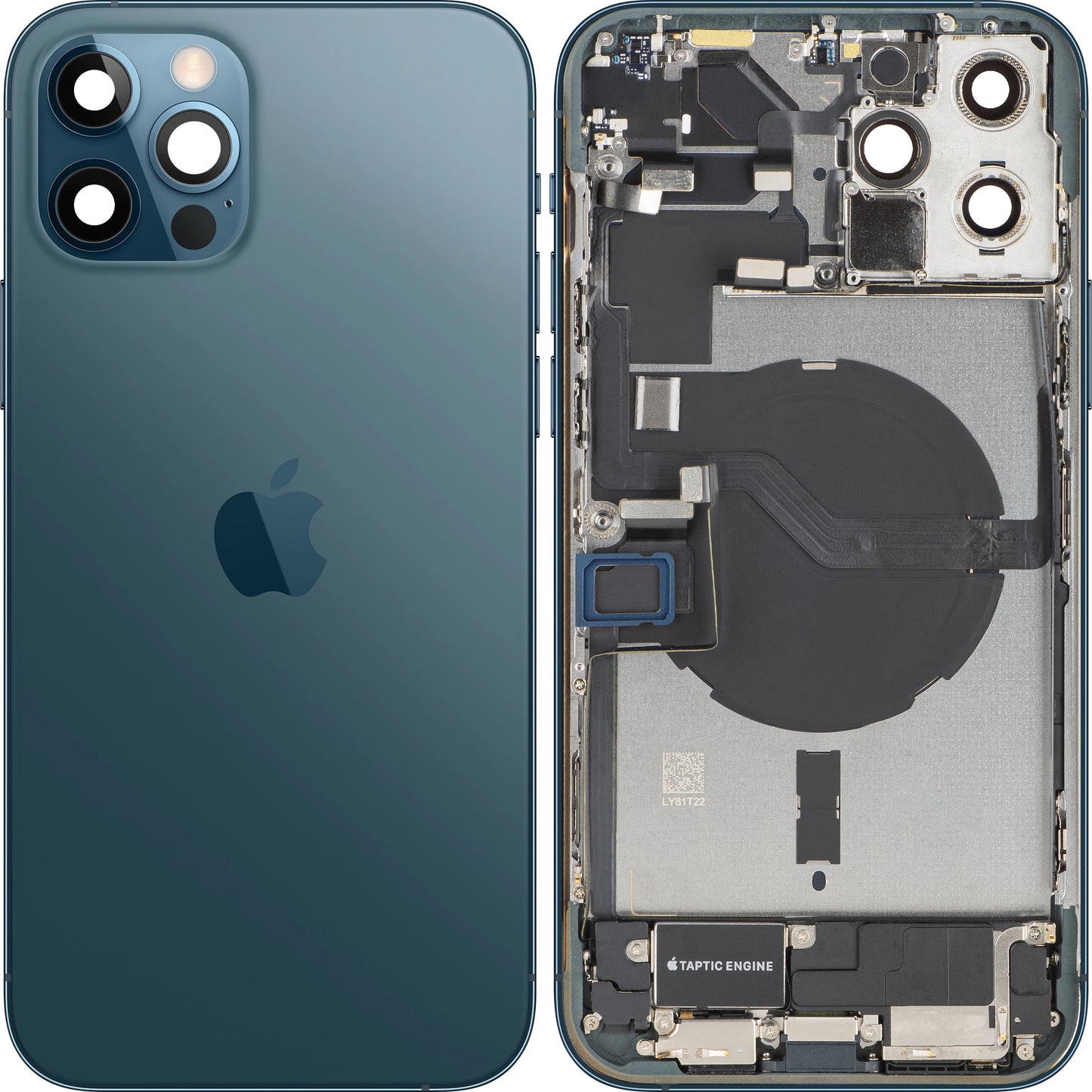 Tapa de Batería Apple iPhone 12 Pro, Con Carcasa Central, Piezas Completas, Azul (Pacific Blue), Swap