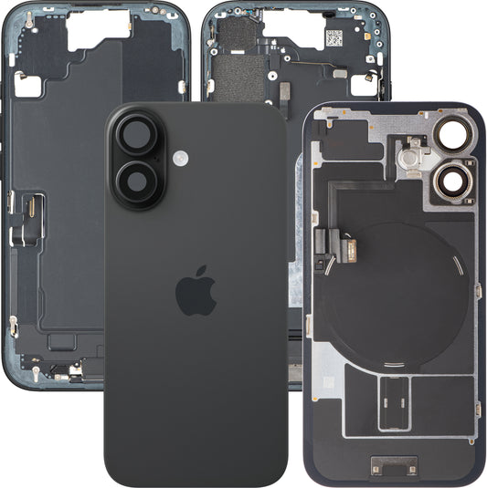 Tapa de Batería Apple iPhone 16, Con Carcasa Media, Piezas Completas, Negro, Swap