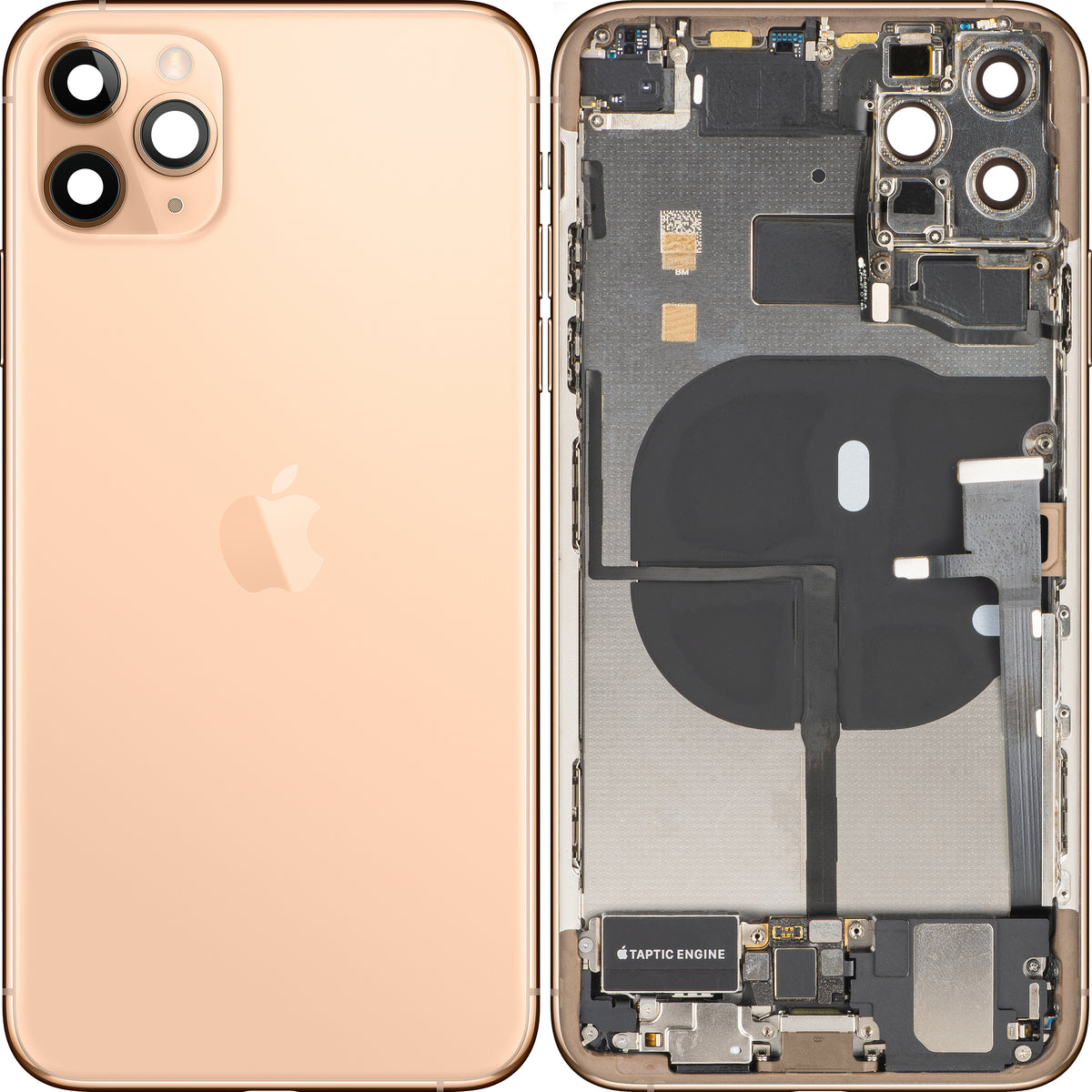 Tapa de Batería Apple iPhone 11 Pro Max, Con Carcasa Media, Piezas Completas, Dorado (Mate), Swap Premium