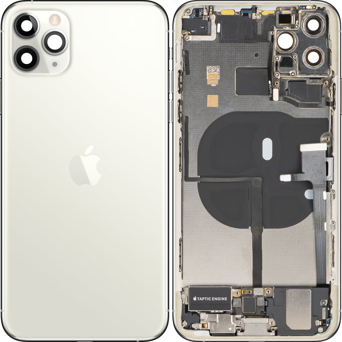 Tapa de Batería Apple iPhone 11 Pro Max, Con Carcasa Media, Piezas Completas, Plateado (Mate), Swap Premium