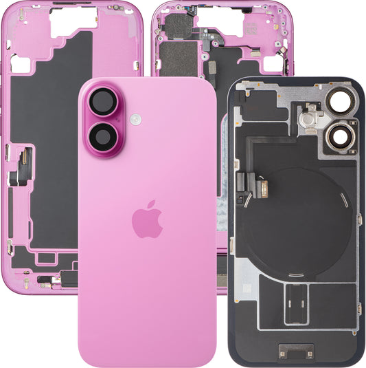Tapa de Batería Apple iPhone 16, Con Carcasa Central, Piezas Completas, Rosa, Swap Premium