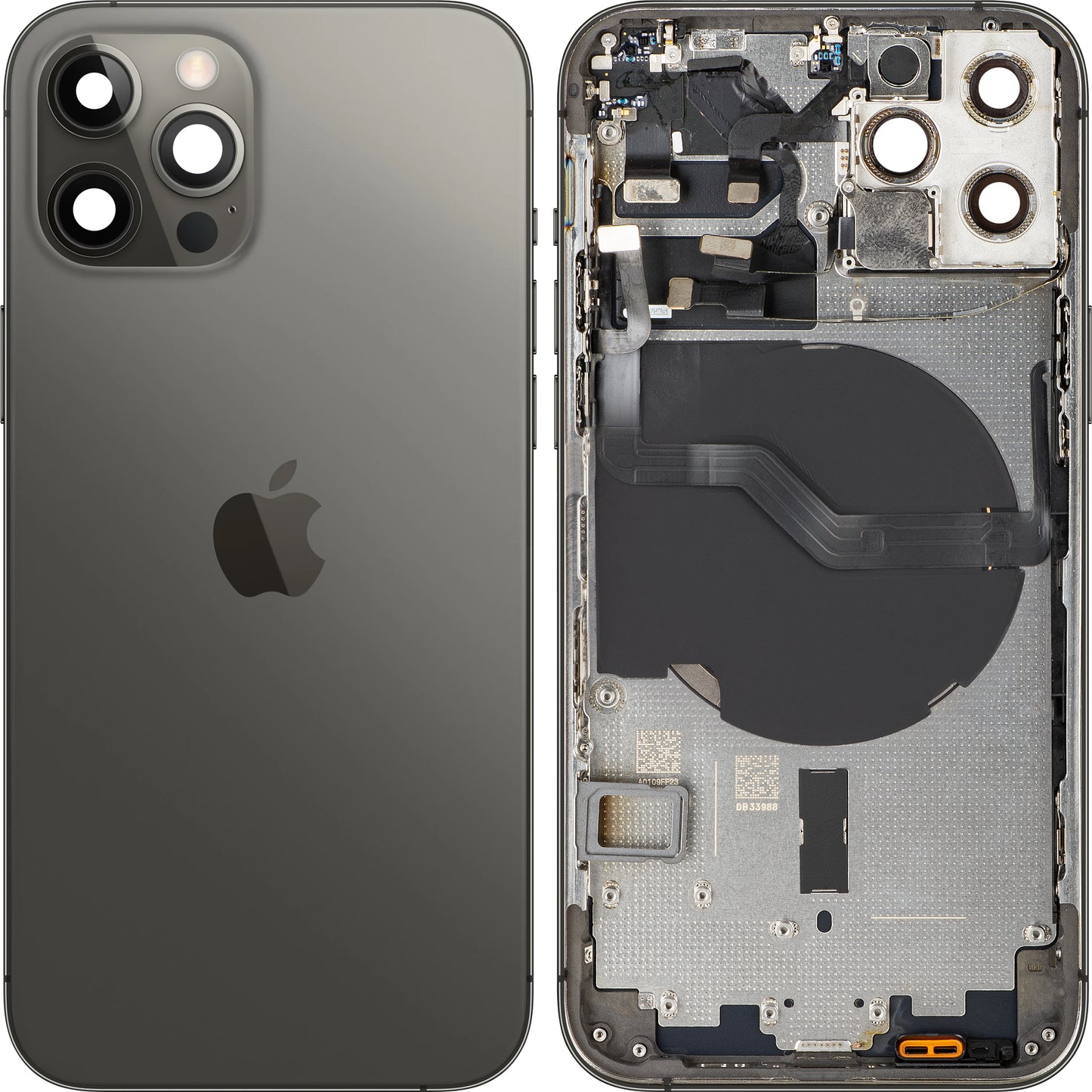 Tapa de Batería compatible con Apple iPhone 12 Pro, Con Carcasa Media, Negro
