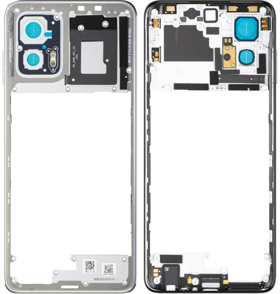 Carcasa Central Motorola Moto G73, Plateada (Lucent White), Service Pack 5S58C22265