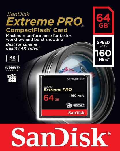 Tarjeta de Memoria CompactFlash SanDisk Extreme Pro, 64Gb, UDMA 7 SDCFXPS-064G-X46