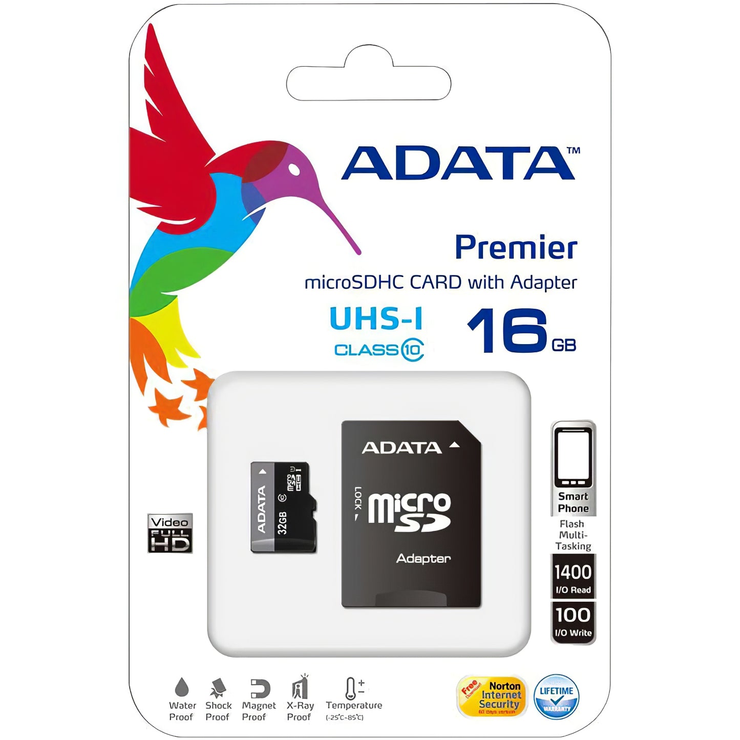 Tarjeta de memoria microSDHC Adata Premier, 16Gb, Clase 10 / UHS-1 U1, Con adaptador AUSDH16GUICL10-RA1 AUSDH16GUICL10-RA1 