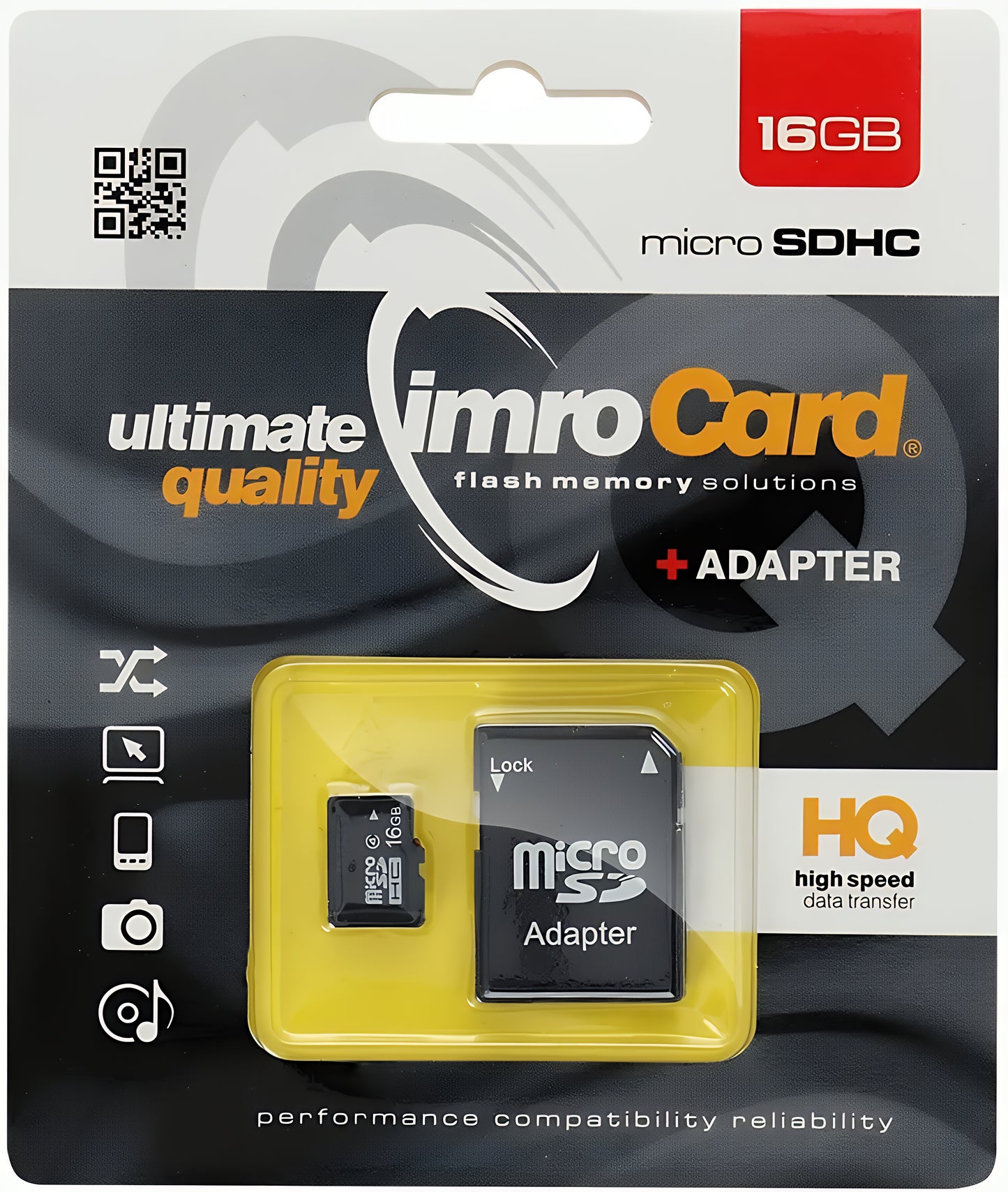 Tarjeta de Memoria microSDHC Imro, 16Gb, Clase 4, Con Adaptador