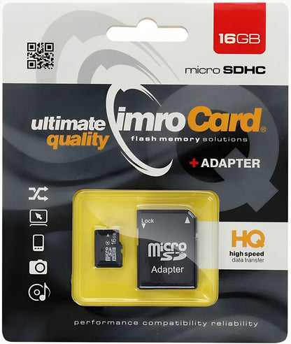 Tarjeta de Memoria microSDHC Imro, 16Gb, Clase 4, Con Adaptador