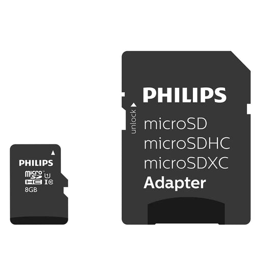Tarjeta de Memoria microSDHC Philips, 8Gb, Clase 10 / UHS-1 U1, Con Adaptador FM08MP45B/10
