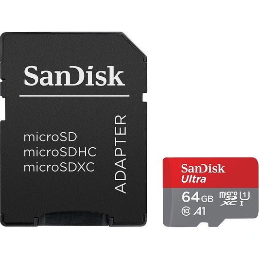 Tarjeta de Memoria microSDXC SanDisk Ultra Android A1, 64Gb, Clase 10 / UHS-1 U1, Con Adaptador SDSQUAB-064G-GN6MA