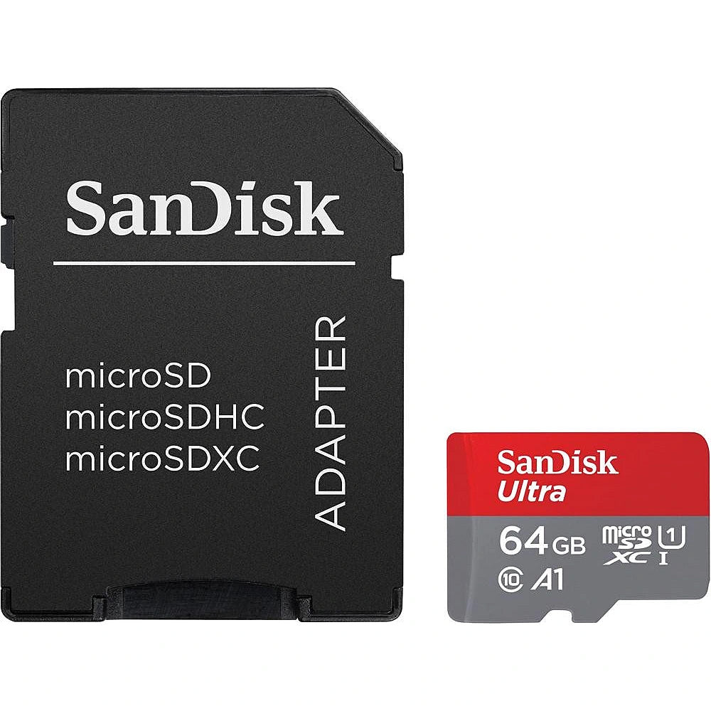 Tarjeta de Memoria microSDXC SanDisk Ultra Android A1, 64Gb, Clase 10 / UHS-1 U1, Con Adaptador SDSQUAB-064G-GN6MA