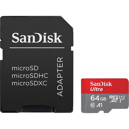 Tarjeta de Memoria microSDXC SanDisk Ultra Android A1, 64Gb, Clase 10 / UHS-1 U1, Con Adaptador SDSQUAB-064G-GN6MA