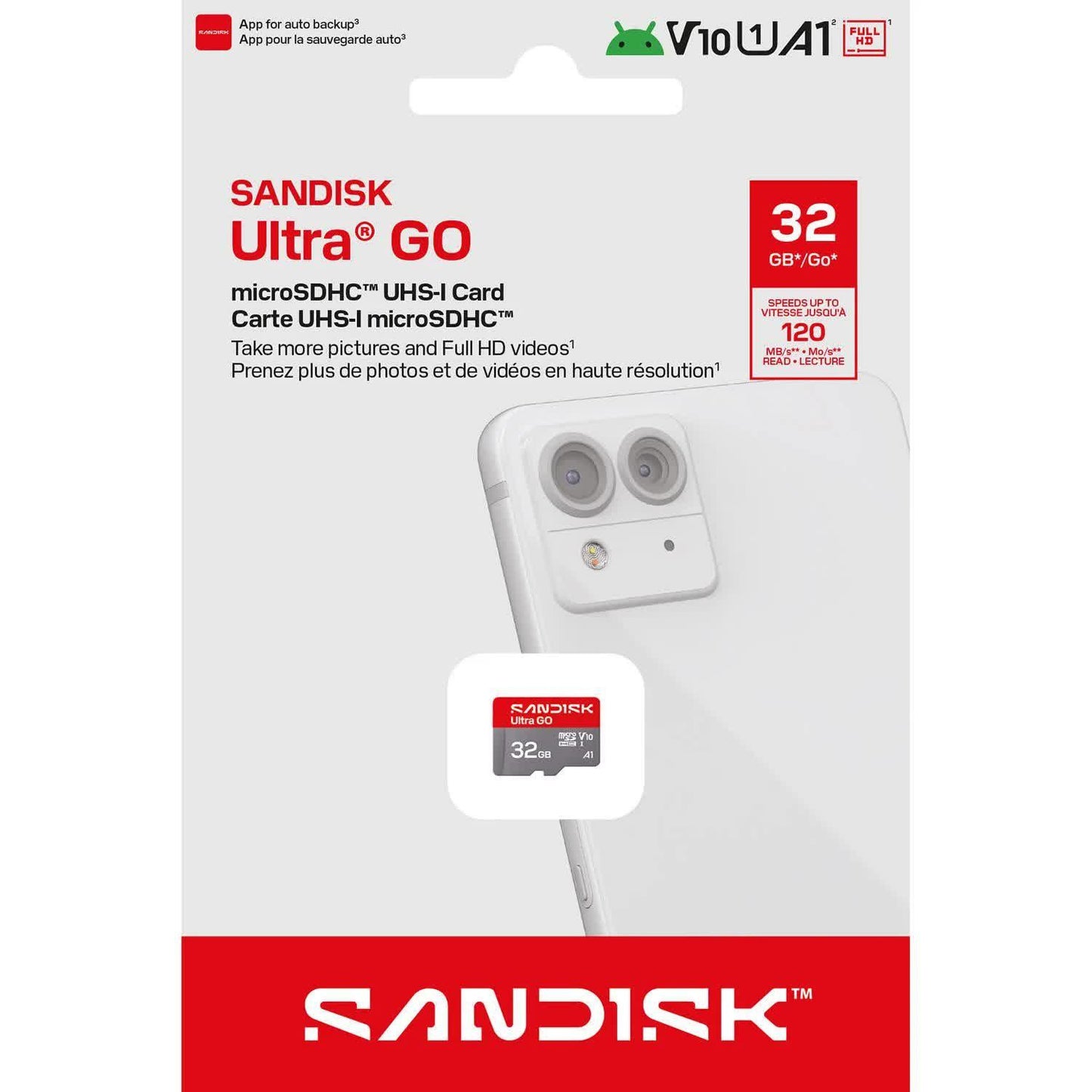 Tarjeta de Memoria microSDHC SanDisk Ultra GO Android A1, 32Gb, Clase 10 / UHS-1 U1 SDSQUGN-032G-GN6MN