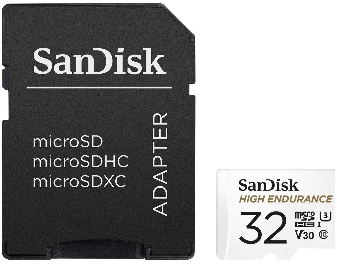 Tarjeta de Memoria microSDHC SanDisk High Endurance, 32Gb, Clase 10 / UHS-1 U3, Con Adaptador SDSQQNR-032G-GN6IA