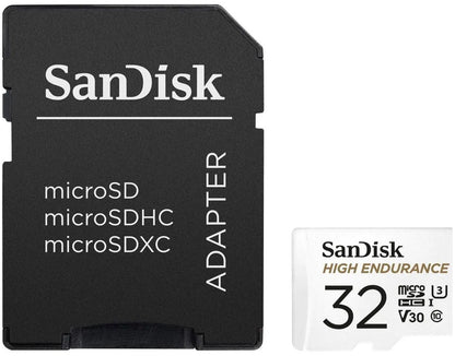 Tarjeta de Memoria microSDHC SanDisk High Endurance, 32Gb, Clase 10 / UHS-1 U3, Con Adaptador SDSQQNR-032G-GN6IA