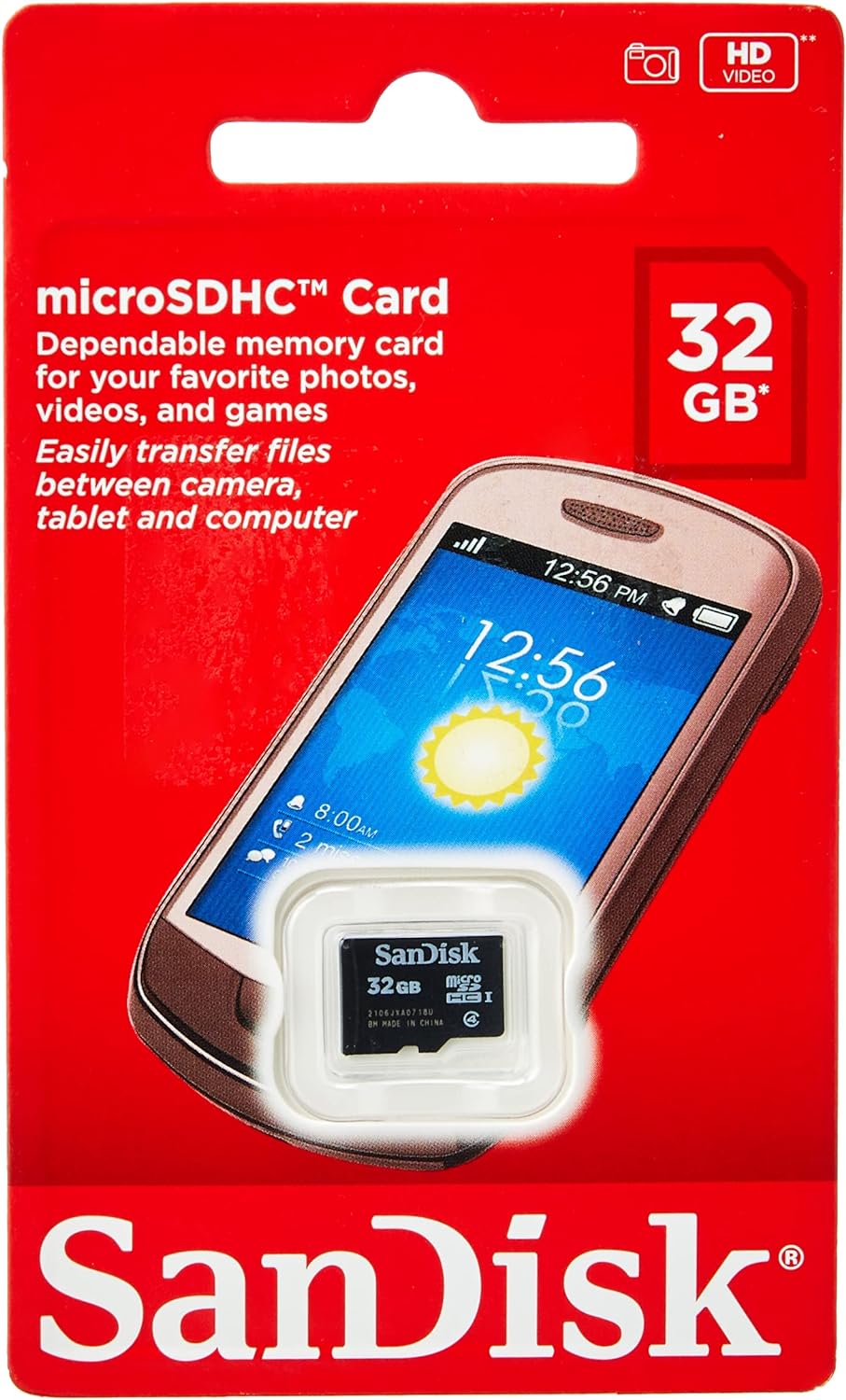 Tarjeta de memoria SanDisk microSDHC, 32 Gb, Clase 4 SDSDQM-032G-B35 