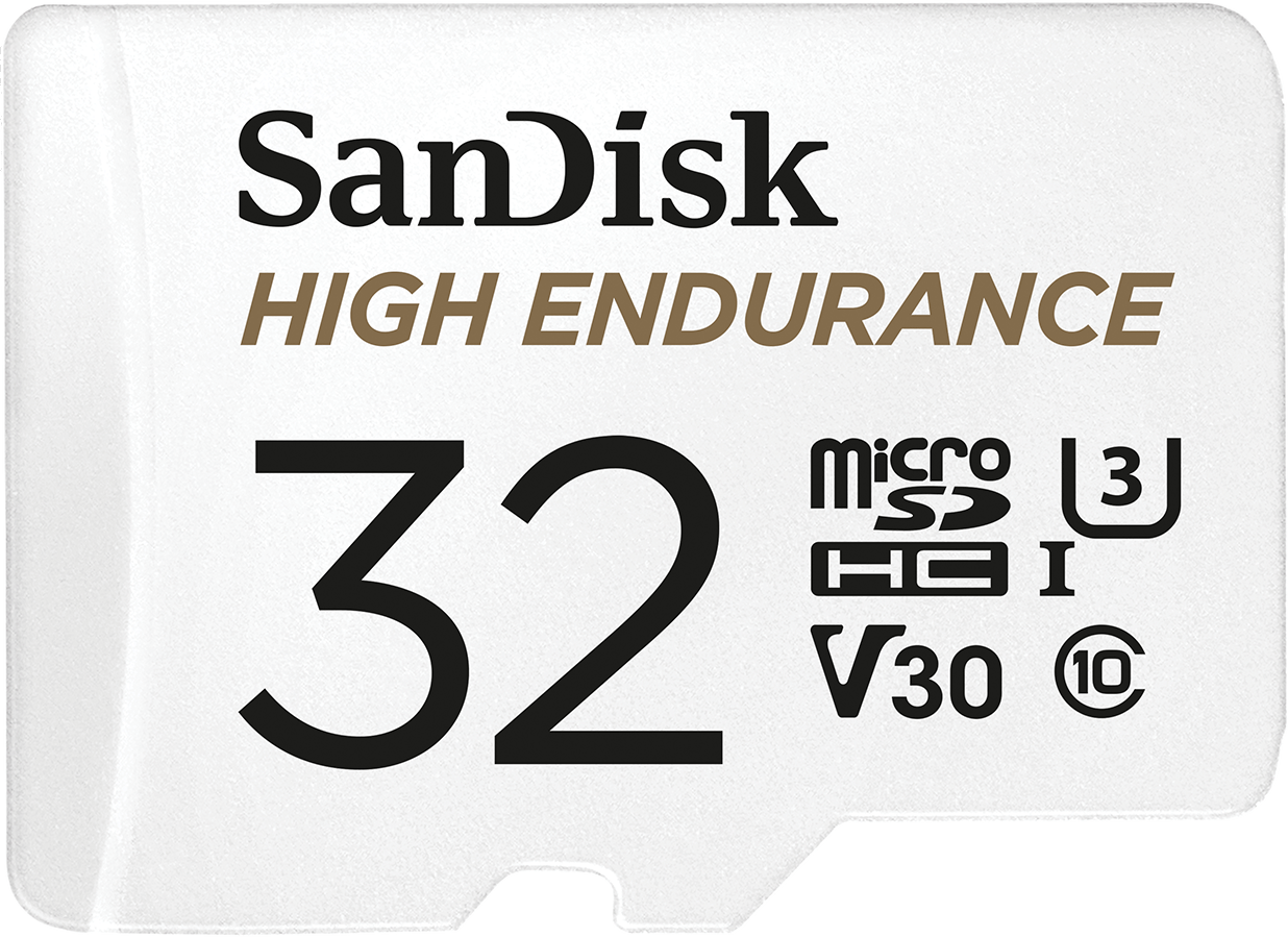 Tarjeta de Memoria microSDHC SanDisk High Endurance, 32Gb, Clase 10 / UHS-1 U3, Con Adaptador SDSQQNR-032G-GN6IA