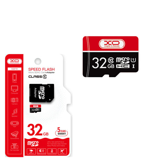 Tarjeta de Memoria microSDHC XO Design Speed Flash, 32Gb, Clase 10 / UHS-1 U3, Con Adaptador