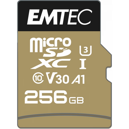 Tarjeta de Memoria microSDXC Emtec Speedin Pro Android A1, 256Gb, Clase 10 / UHS-1 U3, Con Adaptador ECMSDM256GXC10SP