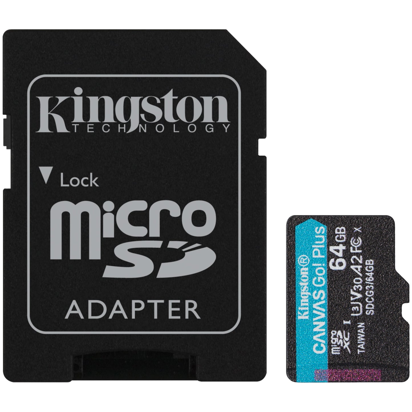 Tarjeta de Memoria Kingston Canvas Go Plus microSDXC Kingston Canvas Go Plus, 64Gb, Clase 10 / UHS-1 U3, con Adaptador SDCG3/64GB