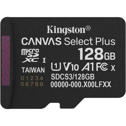 Tarjeta de Memoria microSDXC Kingston Canvas Select Plus Android A1, 128Gb, Clase 10 / UHS-1 U1 SDCS3/128GBSP