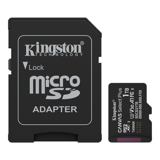 Tarjeta de Memoria microSDXC Kingston Canvas Select Plus Android A1, 1TB, Clase 10 / UHS-1 U3, Con Adaptador SDCS3/1TB