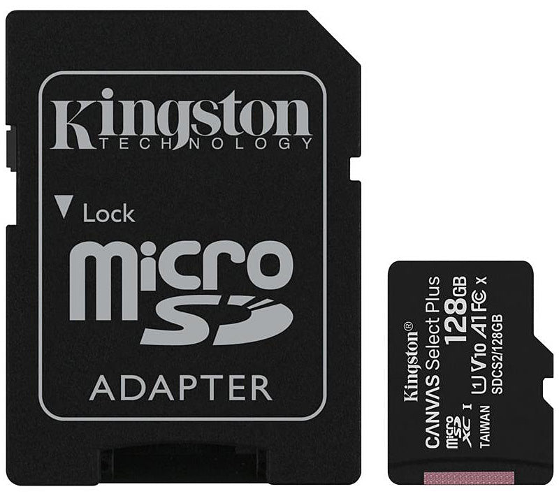 Tarjeta de memoria microSDXC Kingston Canvas Select Plus Android A1, 128Gb, Clase 10 / UHS-1 U1, con adaptador SDCS2/128GB