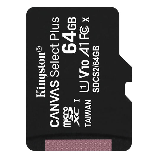 Tarjeta de Memoria Kingston Canvas Select Plus, 64Gb, Clase 10 / UHS-1 U1 SDCS2/64GBSP microSDXC