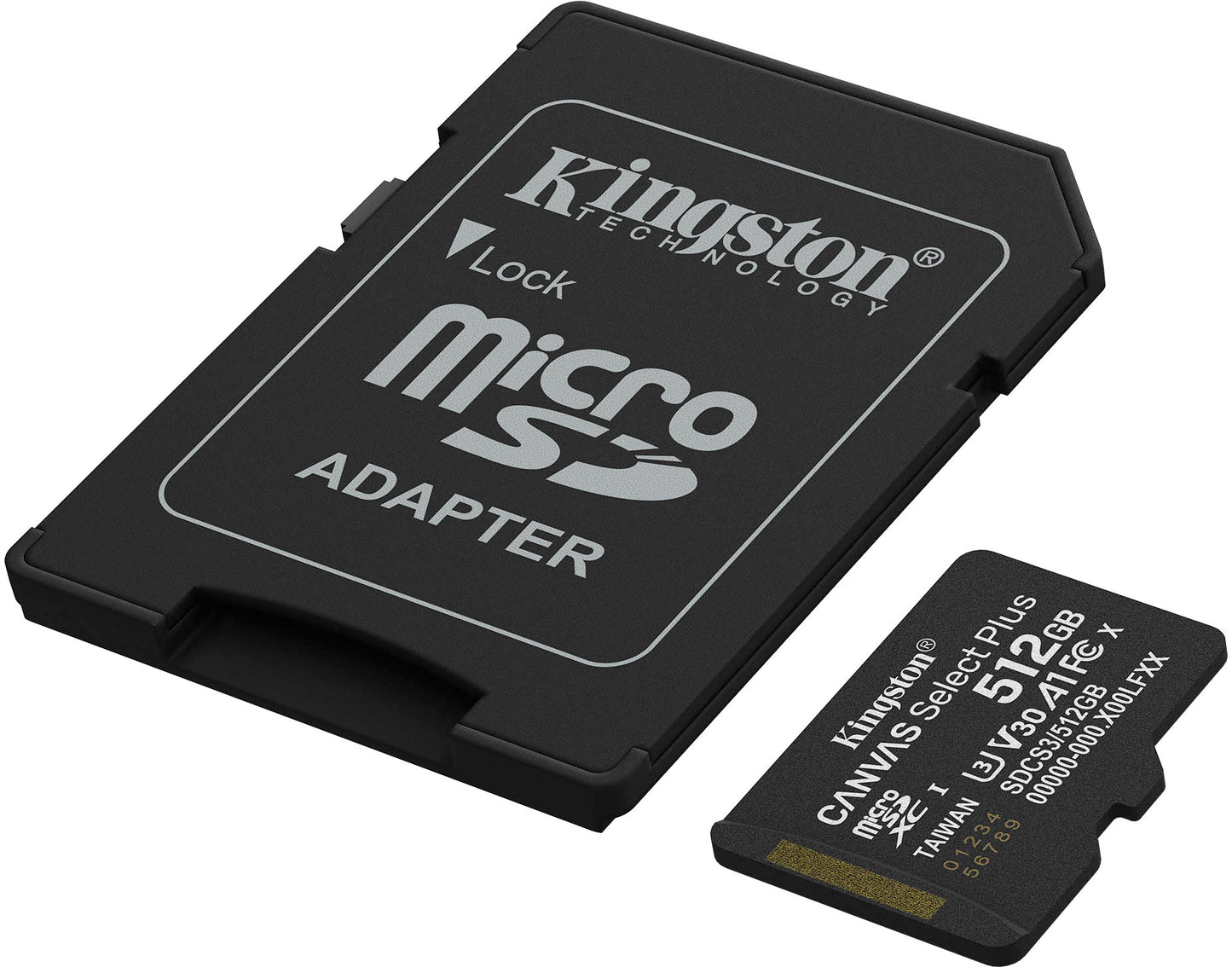 Kingston Canvas Select Plus Android A1 microSDXC Memory Card, 512Gb, Class 10 / UHS-1 U3, With Adapter SDCS3/512GB