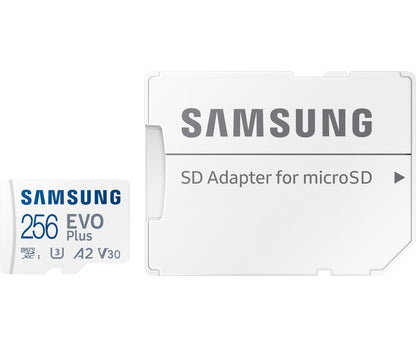 Tarjeta de memoria Samsung Evo Plus microSDXC, 256Gb, Clase 10 / UHS-1 U3, con adaptador MB-MC256KA/EU