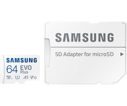 Tarjeta de memoria microSDXC Samsung Evo Plus, 64Gb, Clase 10 / UHS-1 U1, Con adaptador MB-MC64KA/EU MB-MC64KA/EU