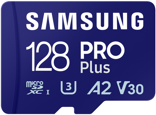 Tarjeta de memoria microSDXC Samsung PRO Plus, 128Gb, Clase 10 / UHS-1 U3, Con Adaptador MB-MD128SA/EU