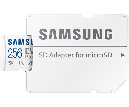 Tarjeta de memoria Samsung Evo Plus microSDXC, 256Gb, Clase 10 / UHS-1 U3, con adaptador MB-MC256KA/EU