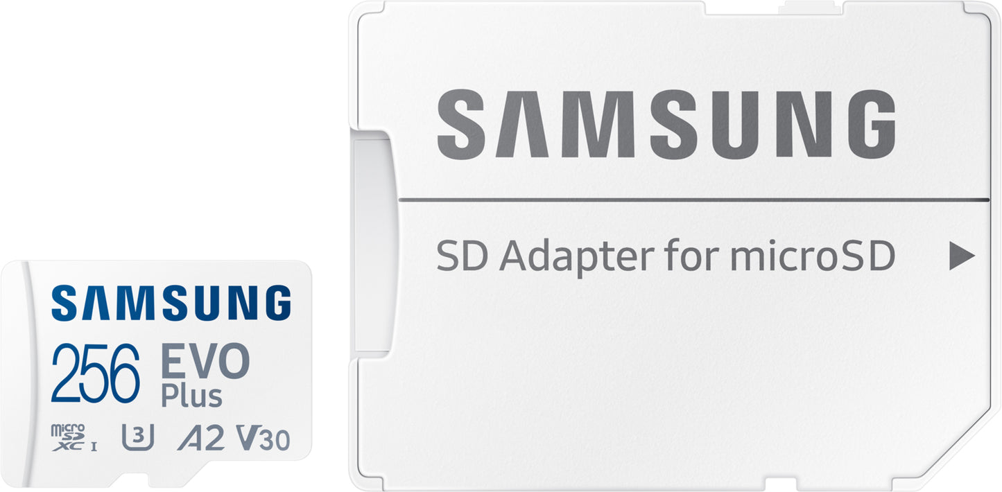 Tarjeta de memoria microSDXC Samsung Evo Plus, 256Gb, Clase 10 / UHS-1 U3, con adaptador MB-MC256SA/EU 