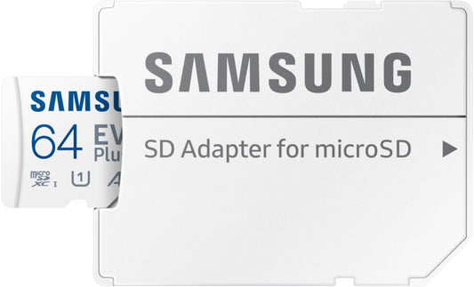 Tarjeta de Memoria microSDXC Samsung Evo Plus, 64Gb, Clase 10 / UHS-1 U1, Con Adaptador MB-MC64SA/EU