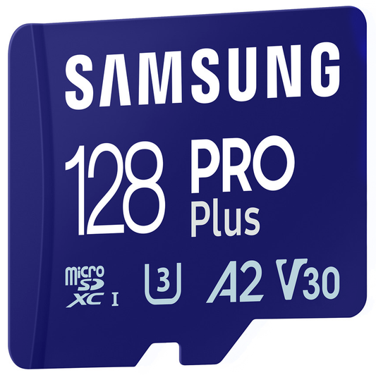 Tarjeta de memoria microSDXC Samsung PRO Plus, 128Gb, Clase 10 / UHS-1 U3, Con Adaptador MB-MD128SA/EU
