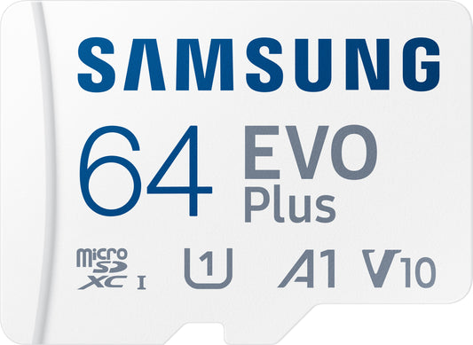 Tarjeta de memoria microSDXC Samsung Evo Plus, 64Gb, Clase 10 / UHS-1 U1, Con adaptador MB-MC64KA/EU MB-MC64KA/EU