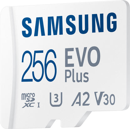 Tarjeta de memoria Samsung Evo Plus microSDXC, 256Gb, Clase 10 / UHS-1 U3, con adaptador MB-MC256KA/EU