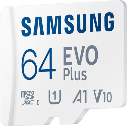 Tarjeta de memoria microSDXC Samsung Evo Plus, 64Gb, Clase 10 / UHS-1 U1, Con adaptador MB-MC64KA/EU MB-MC64KA/EU