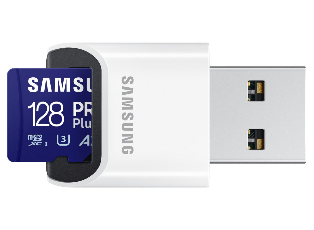 Tarjeta de memoria microSDXC Samsung PRO Plus, 128Gb, Clase 10 / UHS-1 U3, con Lector de Tarjetas MB-MD128SB/WW