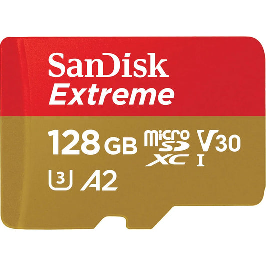 Tarjeta de memoria SanDisk Extreme microSDXC, 128 Gb, Clase 10 / UHS-1 U3 SDSQXAA-128G-GN6MN 